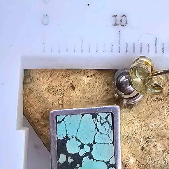 Beautiful Nature Turquoise Square Sterling Silver Earring - Picture 8 of 9